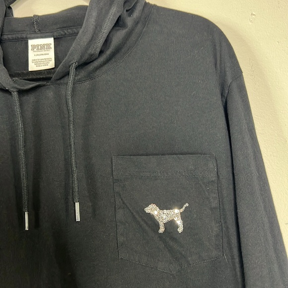 Victoria’s Secret PINK Rainbow Sequined Checkered Dog Hooded Tee size Large - Picture 7 of 15